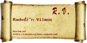 Radván Vilmos névjegykártya